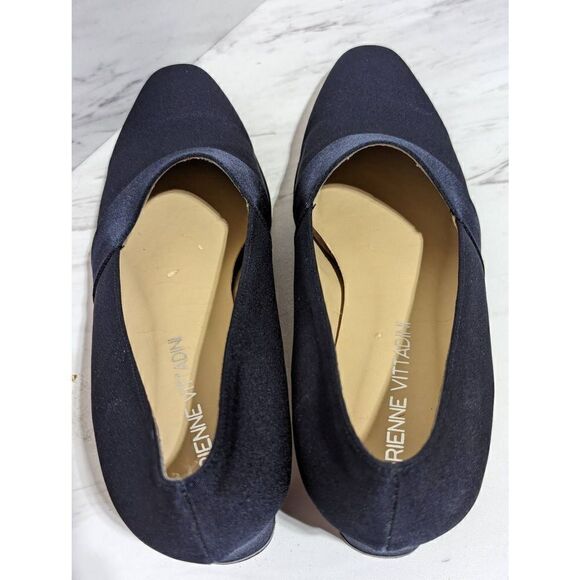 Adrienne Vittadini Women's Blue Fabric 2" Block Slip On Heel Fabric Pump 7.5 - Picture 7 of 10